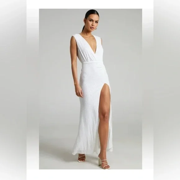 NWTS Showpo Helaena Sequin Maxi Dress US 6 - Picture 3 of 8